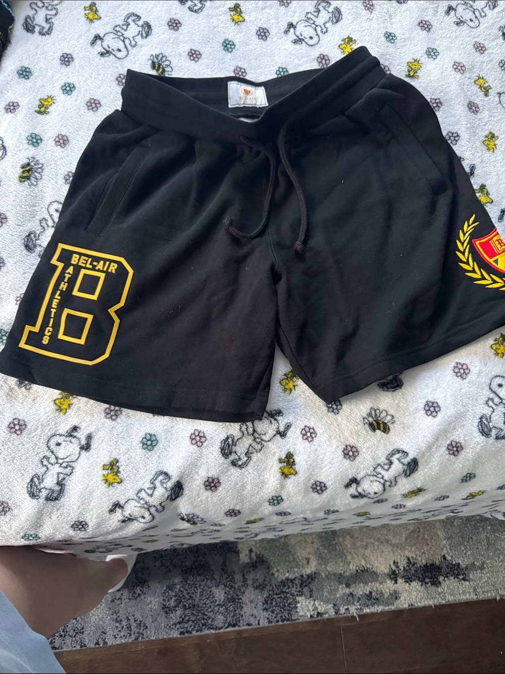 Mitchell & Ness Black Athletic Shorts with Yellow Accents